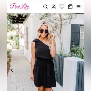 Pink Lily black one-shoulder dress